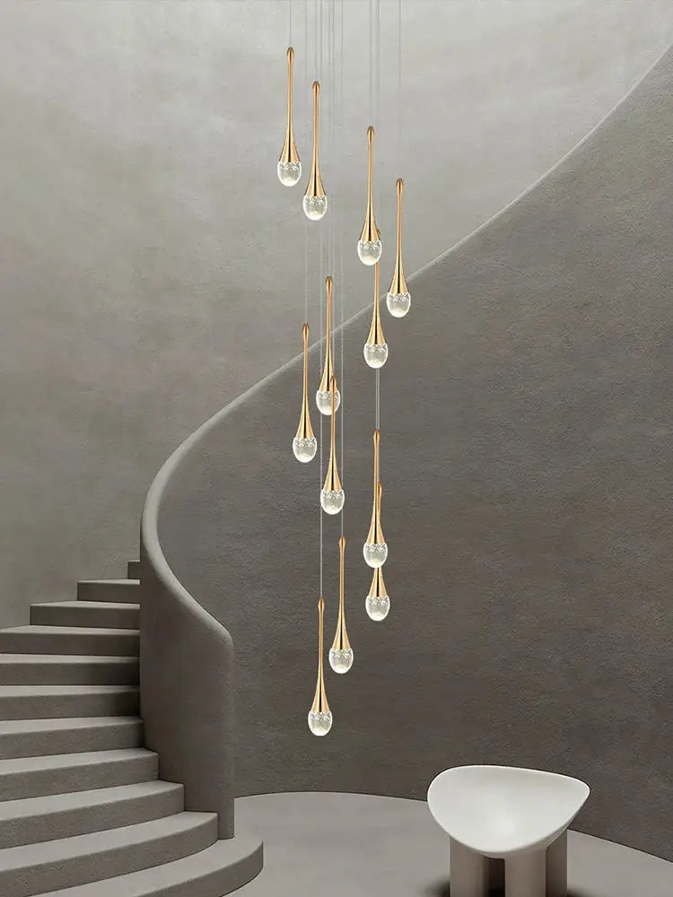 Modern gold crystal chandelier for living room staircase