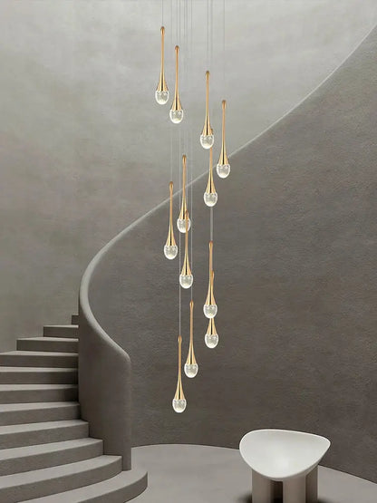 Modern gold crystal chandelier for living room staircase