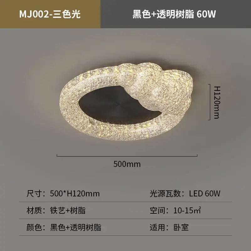 Modern gold textured crystal chandelier living room led ceiling light