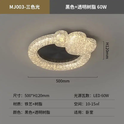Modern gold textured crystal chandelier living room led ceiling light