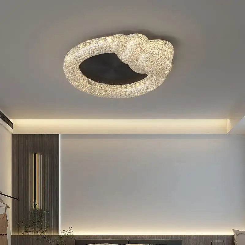 Modern gold textured crystal chandelier living room led ceiling light