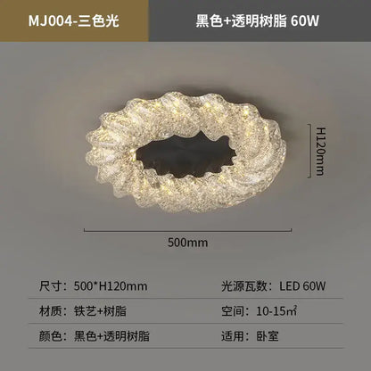 Modern gold textured crystal chandelier living room led ceiling light