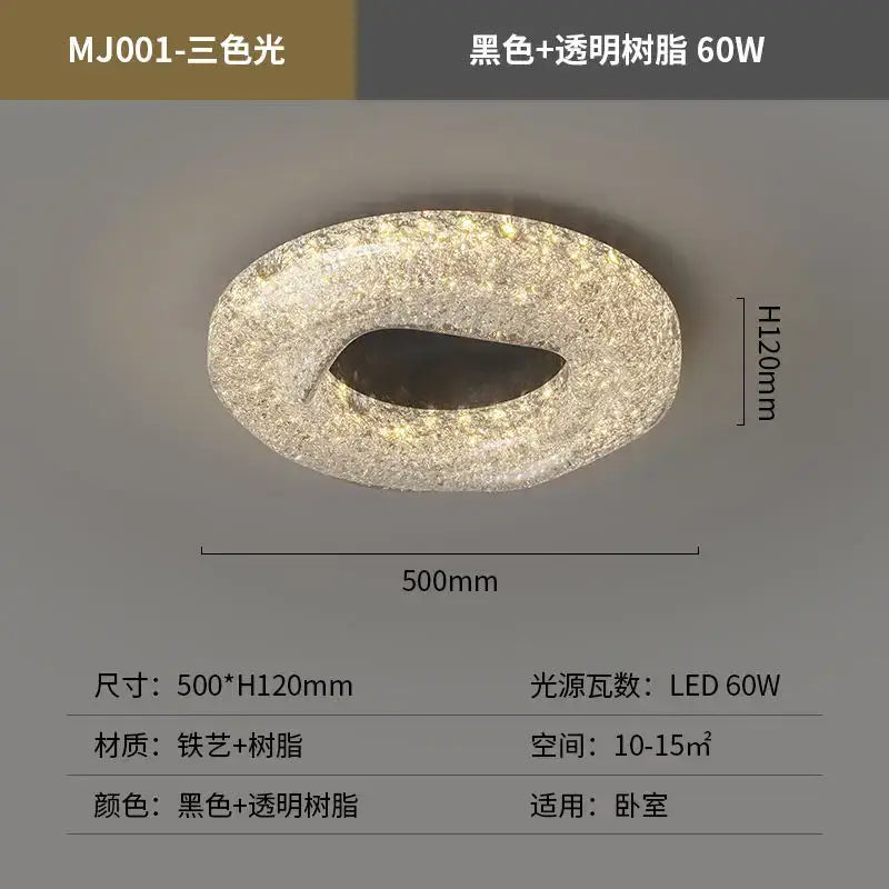 Modern gold textured crystal chandelier living room led ceiling light