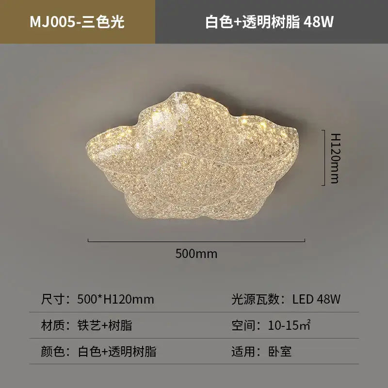 Modern gold textured crystal chandelier living room led ceiling light