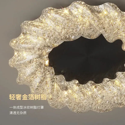 Modern gold textured crystal chandelier living room led ceiling light