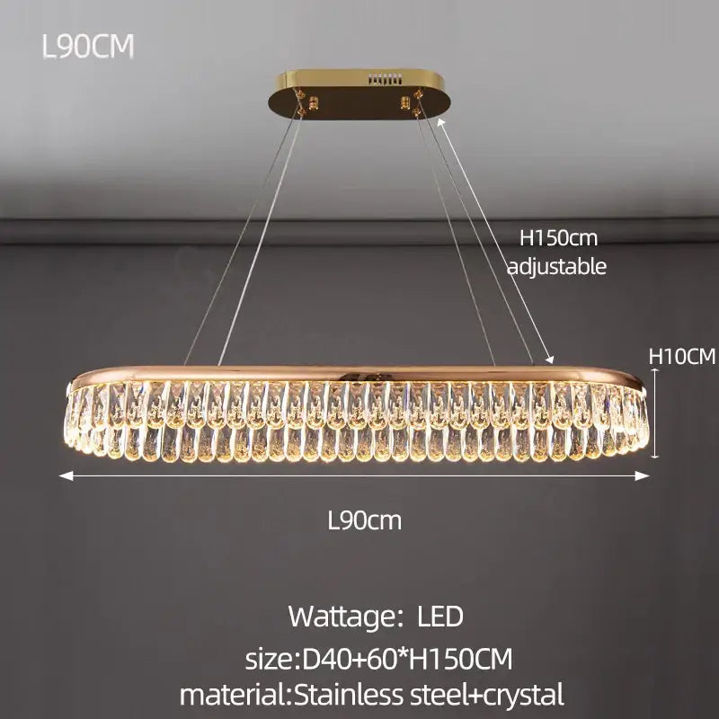 Modern gold three tier crystal chandelier for dining room