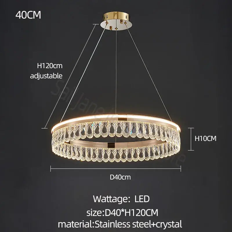 Modern gold three tier crystal chandelier for dining room