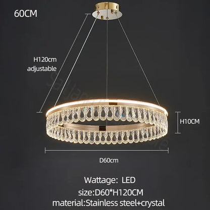 Modern gold three tier crystal chandelier for dining room