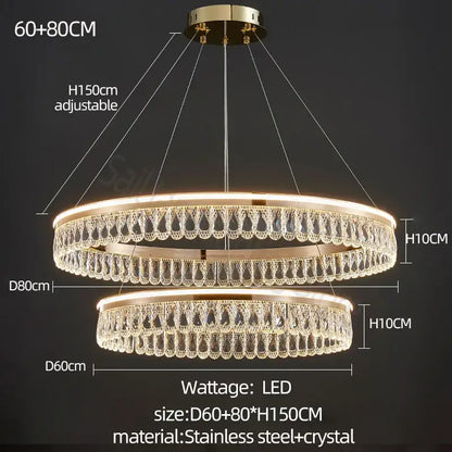 Modern gold three tier crystal chandelier for dining room