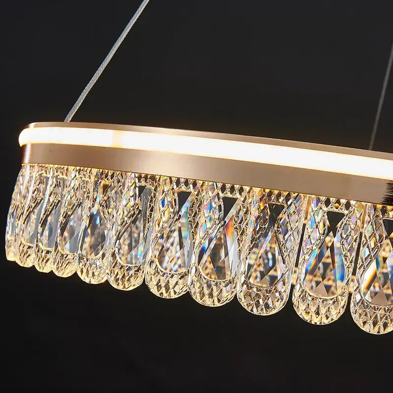 Modern gold three tier crystal chandelier for dining room