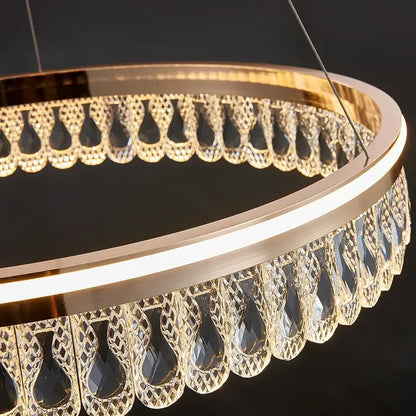 Modern gold three tier crystal chandelier for dining room
