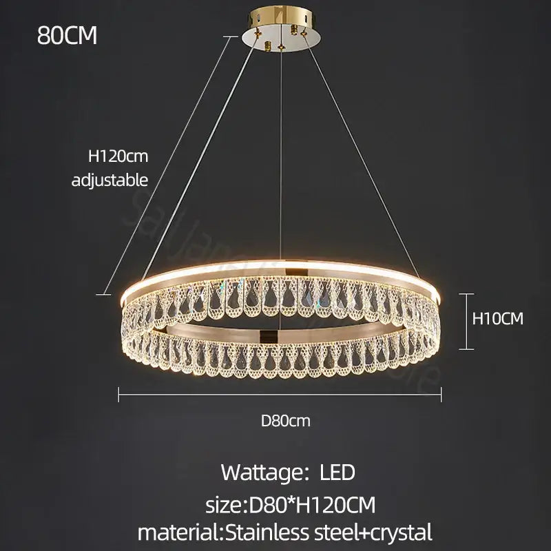 Modern gold three tier crystal chandelier for dining room