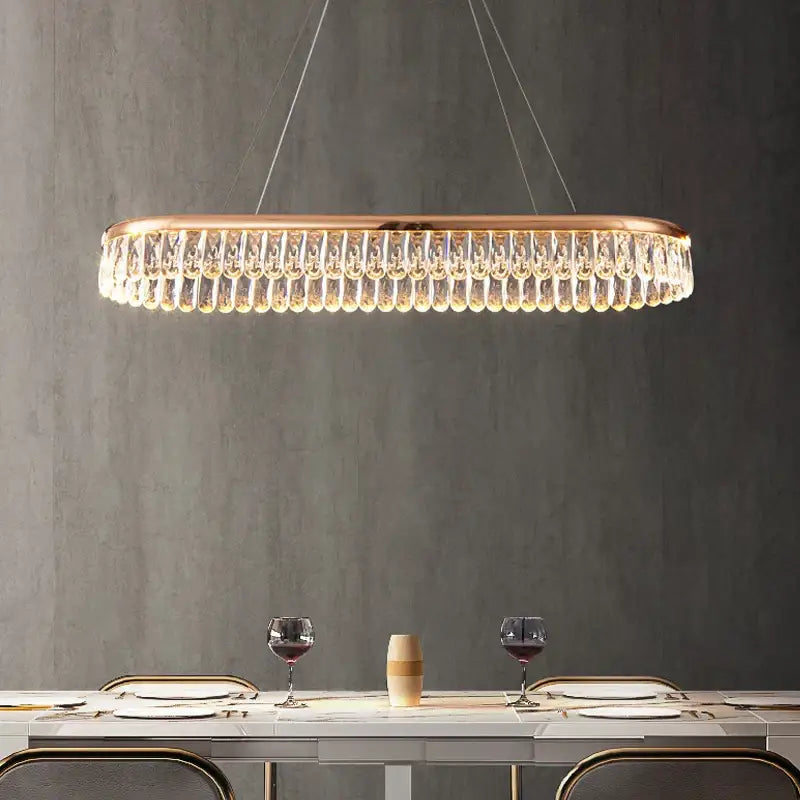Modern gold three tier crystal chandelier for dining room