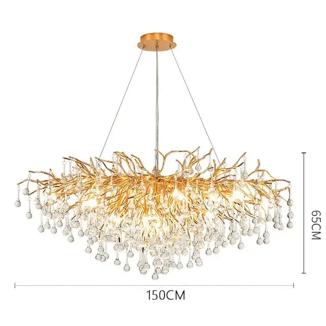 Modern golden branch crystal chandelier living room luxury lighting