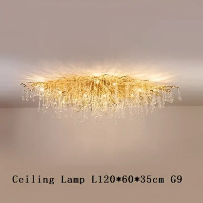 Modern golden branch crystal chandelier living room luxury lighting