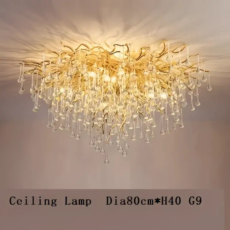 Modern golden branch crystal chandelier living room luxury lighting