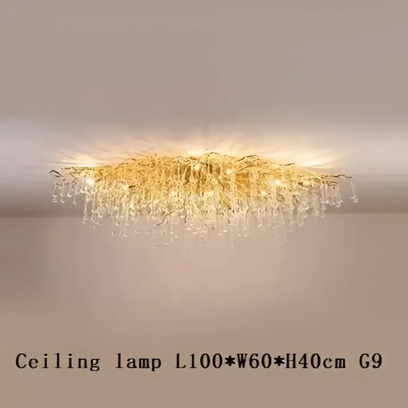 Modern golden branch crystal chandelier living room luxury lighting