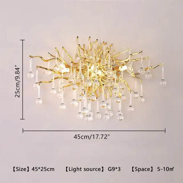 Modern golden branch crystal chandelier living room luxury lighting
