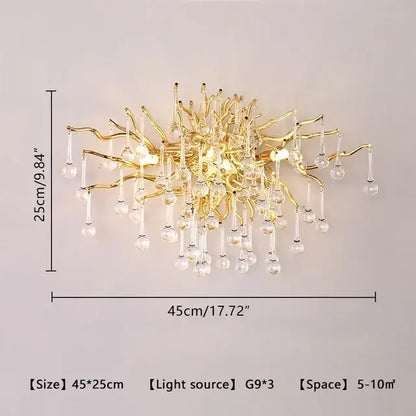 Modern golden branch crystal chandelier living room luxury lighting