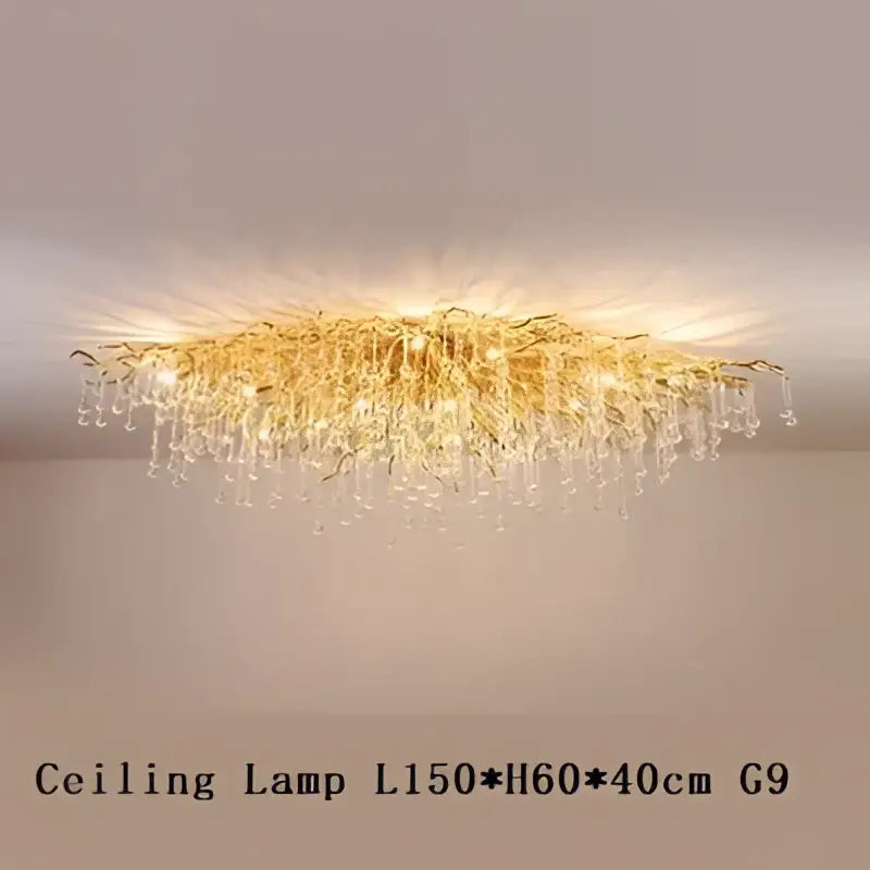 Modern golden branch crystal chandelier living room luxury lighting