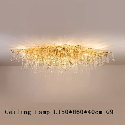 Modern golden branch crystal chandelier living room luxury lighting