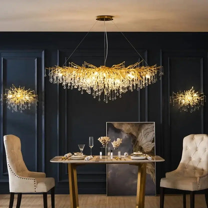 Modern golden branch crystal chandelier living room luxury lighting