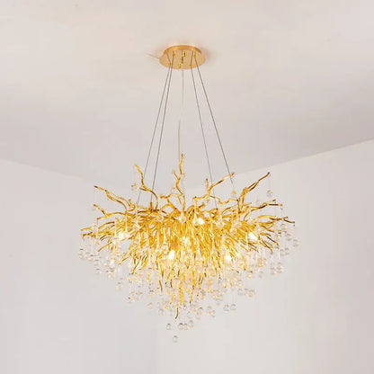 Modern golden branch crystal chandelier living room luxury lighting