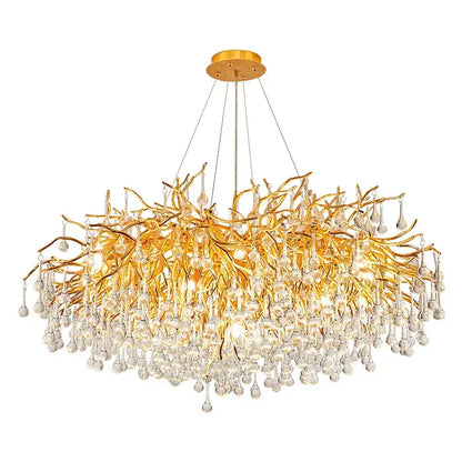 Modern golden branch crystal chandelier living room luxury lighting
