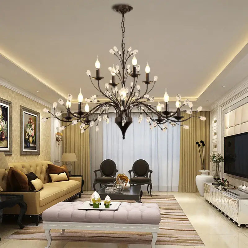 Vintage black crystal chandelier for dining room