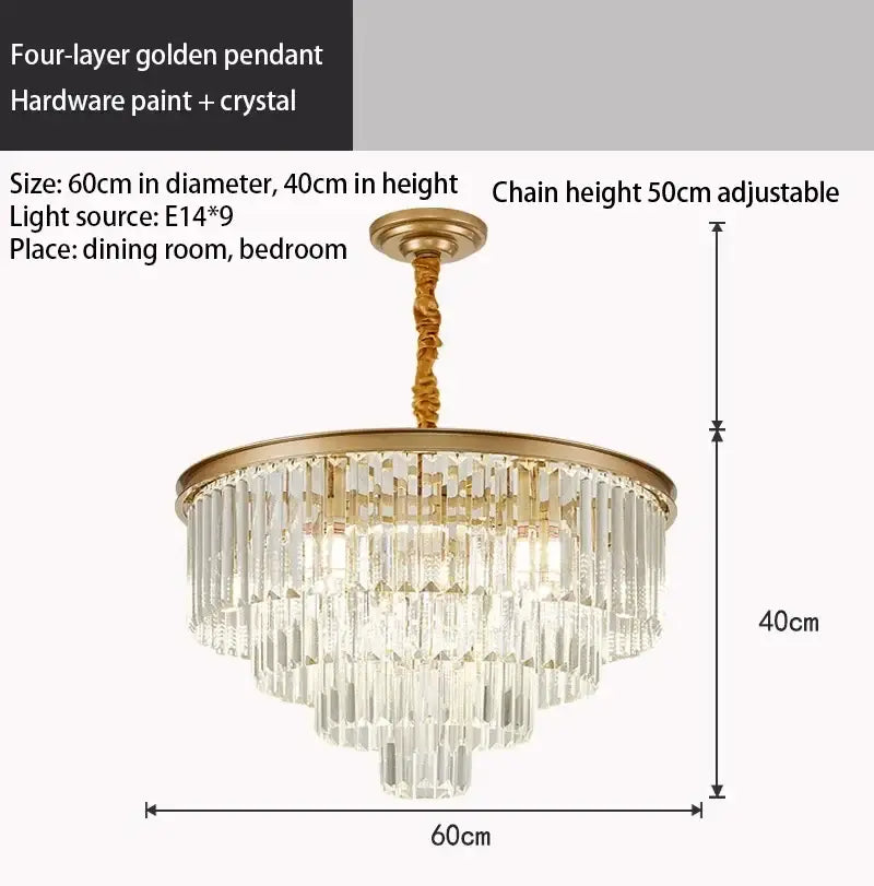 Modern gold crystal chandelier for dining room