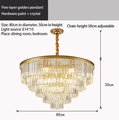 Modern gold crystal chandelier for dining room
