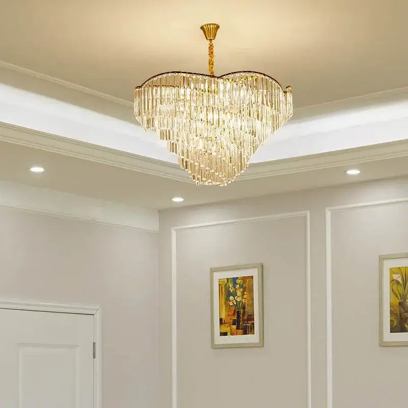 Modern gold crystal chandelier living room led pendant light