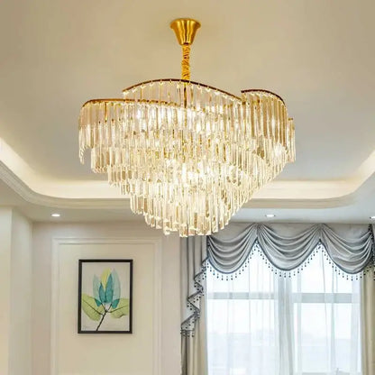 Modern gold crystal chandelier living room led pendant light