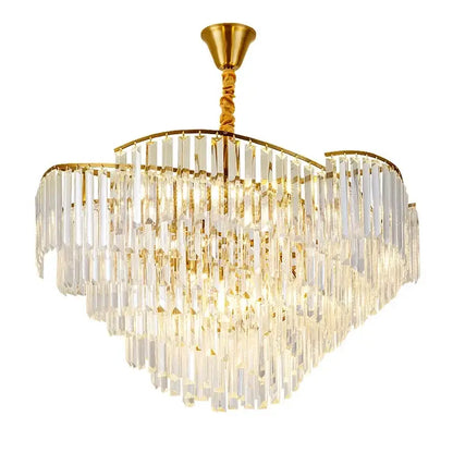 Modern gold crystal chandelier living room led pendant light