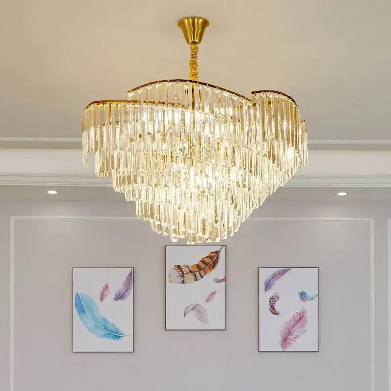 Modern gold crystal chandelier living room led pendant light