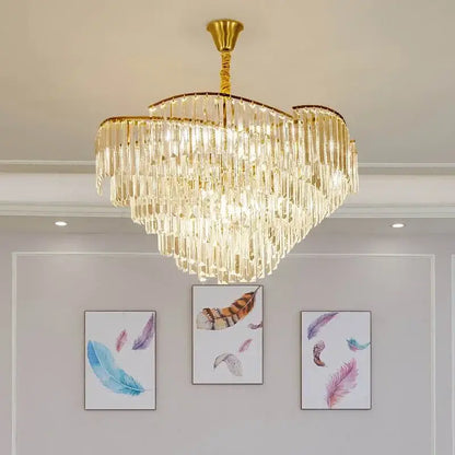Modern gold crystal chandelier living room led pendant light