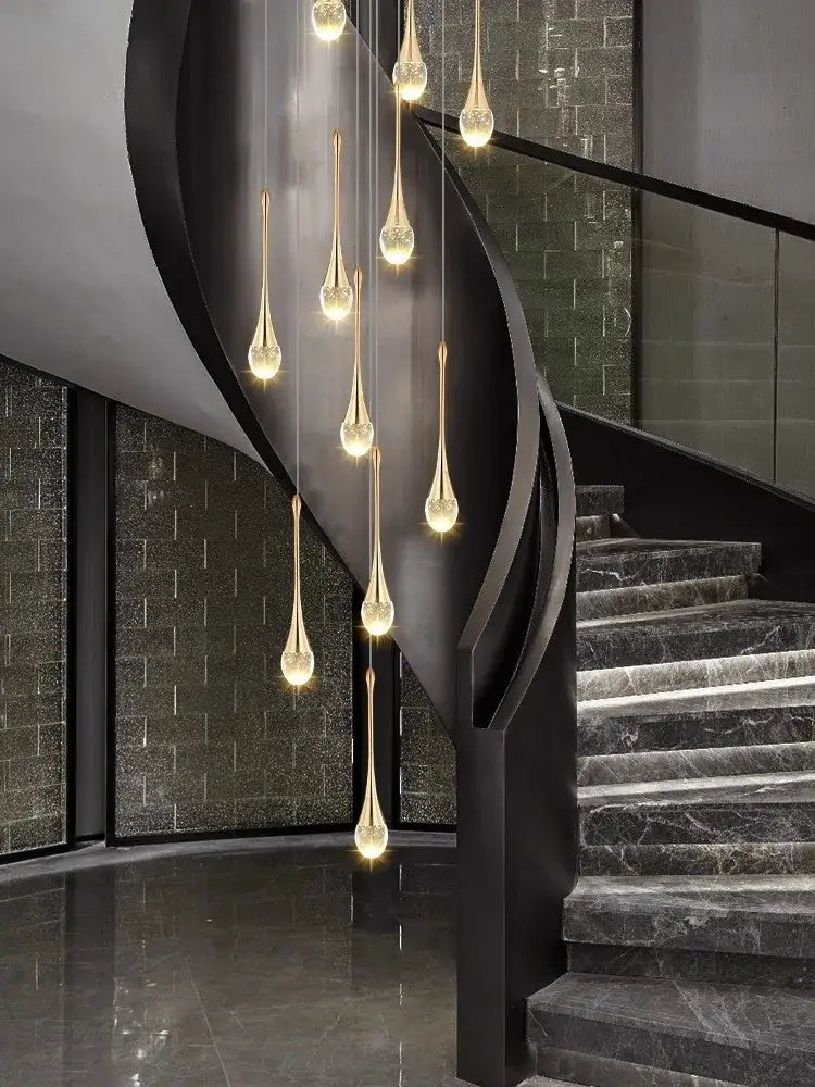 Modern teardrop glass crystal chandelier living room light