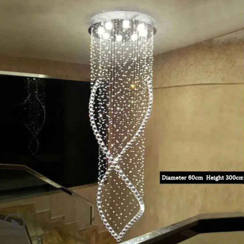 Modern cascading crystal chandelier for villa hallway