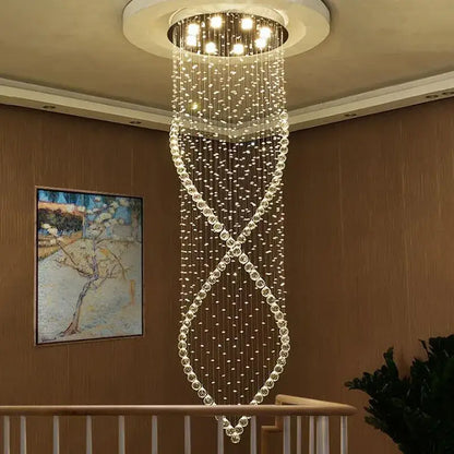 Modern cascading crystal chandelier for villa hallway