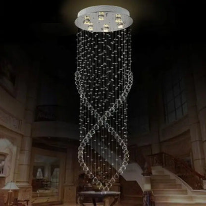 Modern cascading crystal chandelier for villa hallway