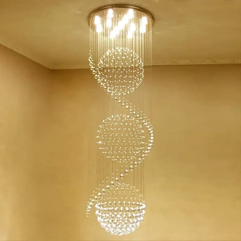 Modern spiral gold crystal chandelier living room light