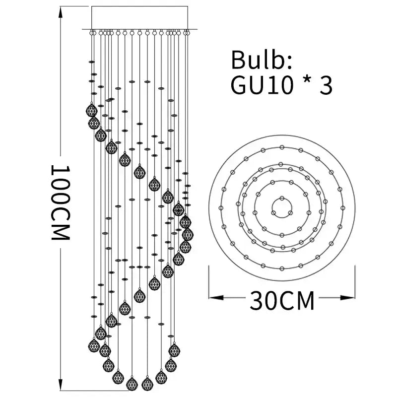 Modern spiral gold crystal chandelier living room light