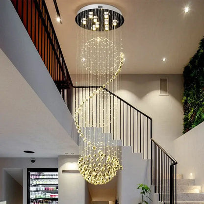 Modern spiral gold crystal chandelier living room light