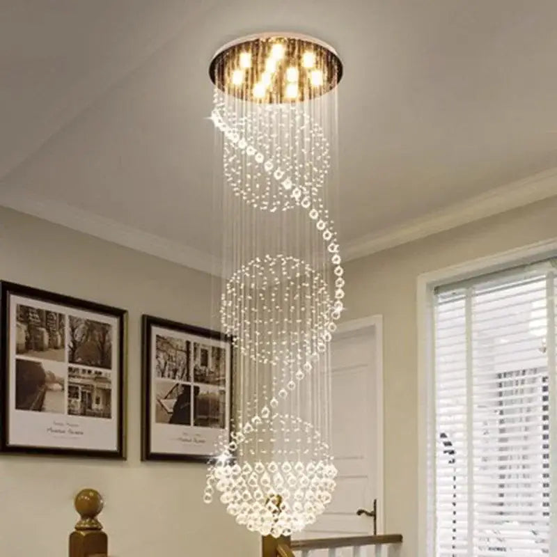 Modern spiral gold crystal chandelier living room light