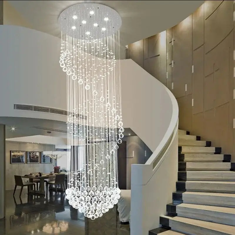 Modern spiral gold crystal chandelier living room light