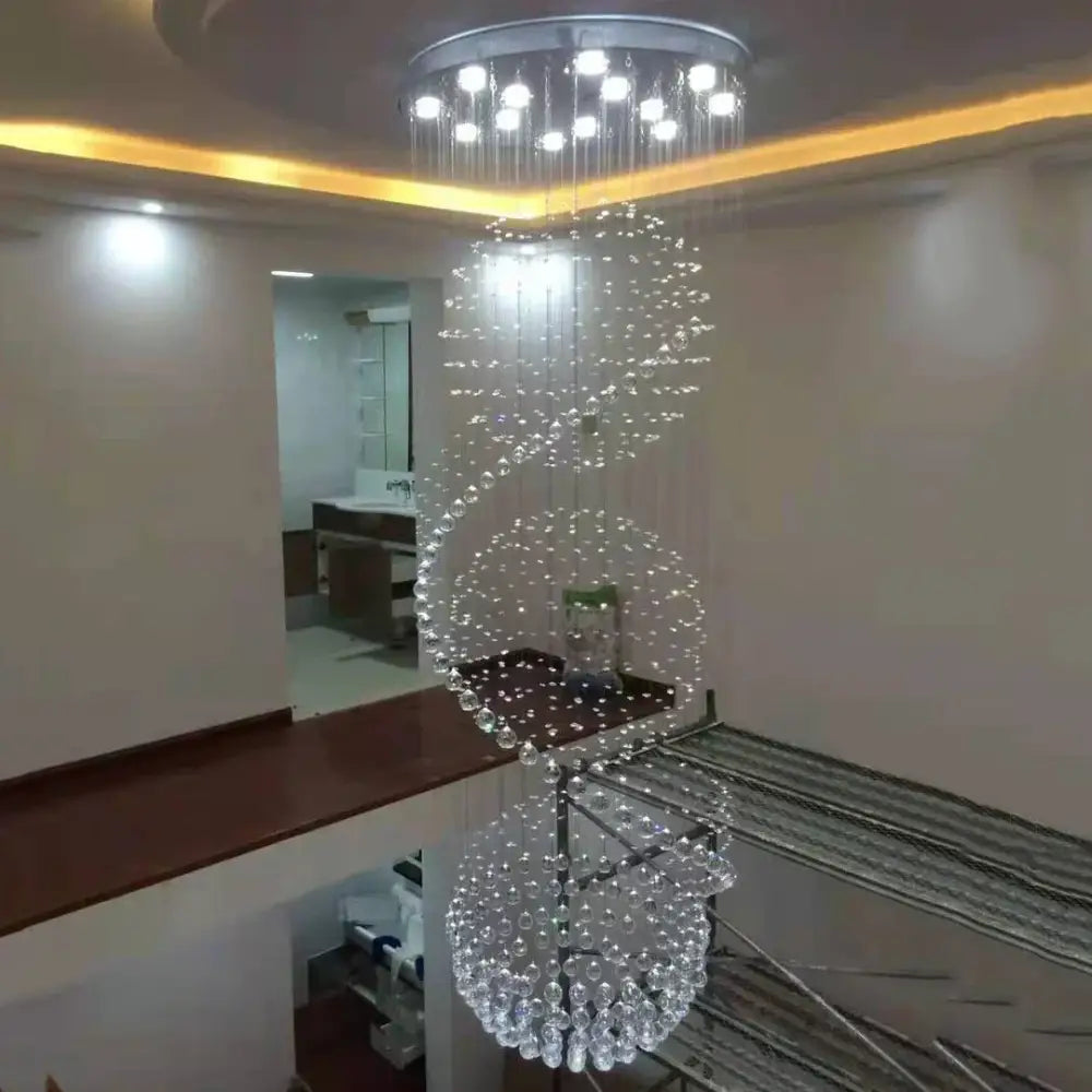 Modern spiral gold crystal chandelier living room light