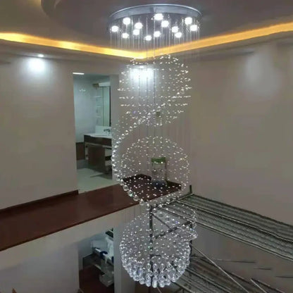 Modern spiral gold crystal chandelier living room light