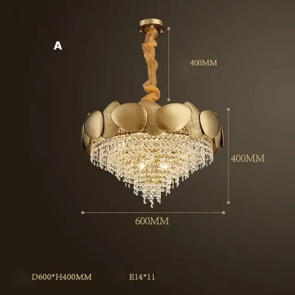 Modern gold crystal chandelier petal led living room pendant light