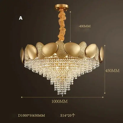 Modern gold crystal chandelier petal led living room pendant light