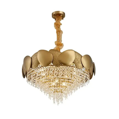 Modern gold crystal chandelier petal led living room pendant light